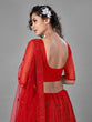 Load image into Gallery viewer, Red Embroidered Soft Net Semi Stitched Lehenga With Unstitched Blouse Clothsvilla