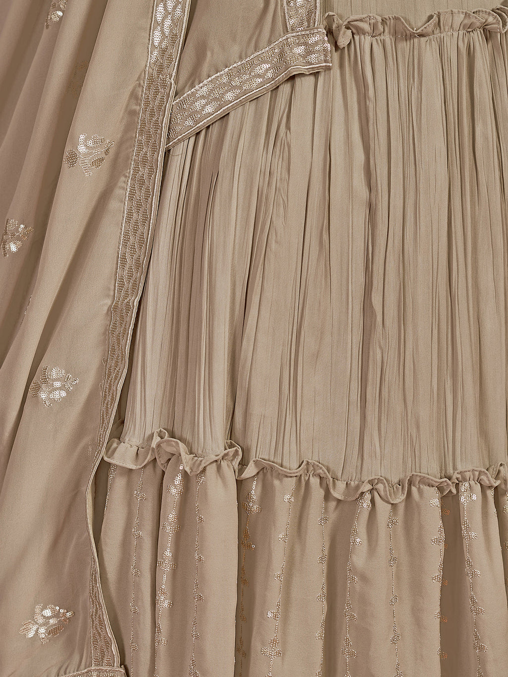 Beautiful Beige Georgette Stitched Lehenga Choli Set Clothsvilla