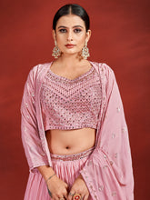 Load image into Gallery viewer, Designer Pink Georgette Stitched Lehenga Choli Set Clothsvilla