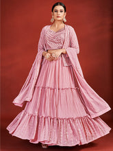 Load image into Gallery viewer, Designer Pink Georgette Stitched Lehenga Choli Set Clothsvilla