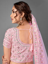 Load image into Gallery viewer, Pink Embroidered Georgette Semi Stitched Lehenga With Unstitched Blouse Clothsvilla