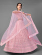 Load image into Gallery viewer, Pink Embroidered Georgette Semi Stitched Lehenga With Unstitched Blouse Clothsvilla