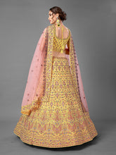 Load image into Gallery viewer, Yellow Thread Work Georgette Semi Stitched Lehenga With Unstitched Blouse Clothsvilla