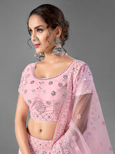 Load image into Gallery viewer, Pink Georgette Semi Stitched Lehenga With Unstitched Blouse Clothsvilla