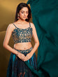 Load image into Gallery viewer, Teal Organza Printed Semi Stitched Lehenga Choli Clothsvilla