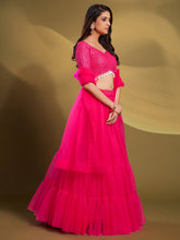 Load image into Gallery viewer, Pink Soft Net Solid Semi Stitched Lehenga Choli Clothsvilla