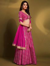 Load image into Gallery viewer, Pink Crepe Bandhani Print Semi Stitched Lehenga Choli Clothsvilla