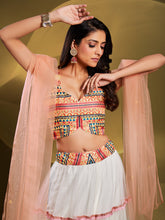 Load image into Gallery viewer, White Soft Net Solid Semi Stitched Lehenga Choli Clothsvilla