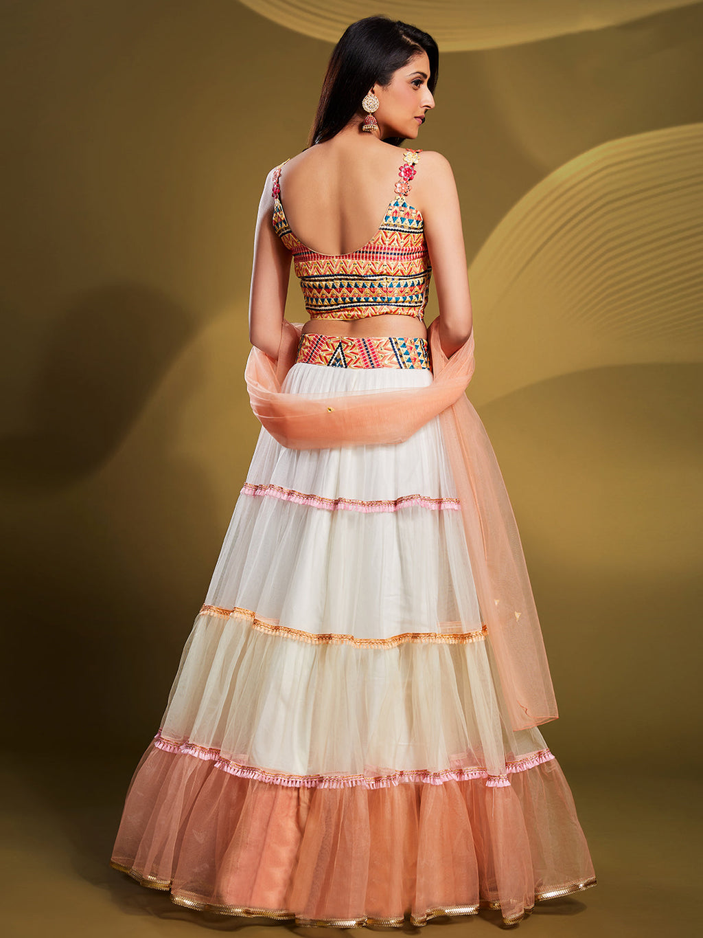 White Soft Net Solid Semi Stitched Lehenga Choli Clothsvilla