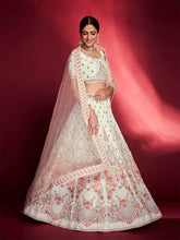 Load image into Gallery viewer, Stunning White Georgette Embroidered Semi Stitched Lehenga Choli Clothsvilla