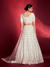 Load image into Gallery viewer, Gorgeous White Georgette Embroidered Semi Stitched Lehenga Choli Clothsvilla