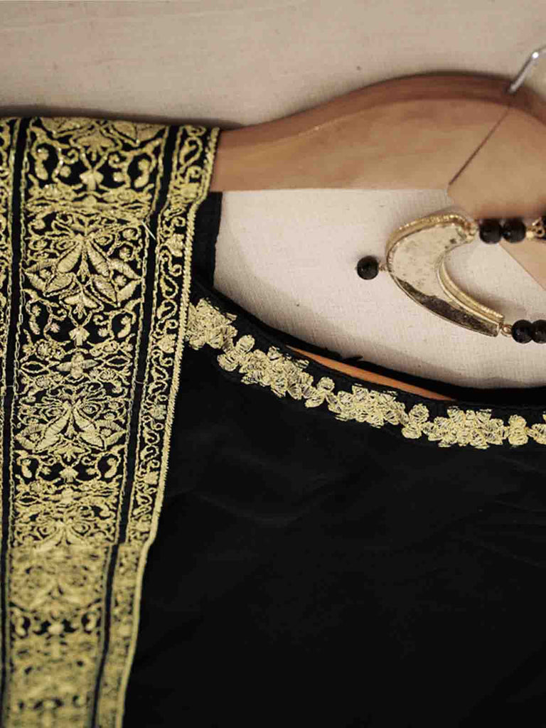 Attractive Black Georgette  Semi Stitched Kurta Set Clothsvilla