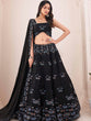 Load image into Gallery viewer, Black Georgette Embroidery Semi Stitched Lehenga Choli Clothsvilla