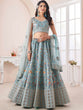 Load image into Gallery viewer, Blue Art Silk Embroidered Semi Stitched Lehenga Choli Clothsvilla