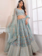 Load image into Gallery viewer, Blue Art Silk Embroidered Semi Stitched Lehenga Choli Clothsvilla