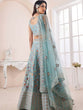 Load image into Gallery viewer, Blue Art Silk Embroidered Semi Stitched Lehenga Choli Clothsvilla