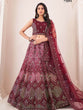 Load image into Gallery viewer, Maroon Soft Net Embroidery Semi Stitched Lehenga Choli Clothsvilla