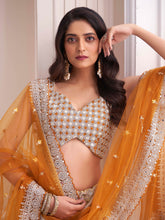 Load image into Gallery viewer, Yellow Georgette Embellished Semi Stitched Lehenga Choli Clothsvilla