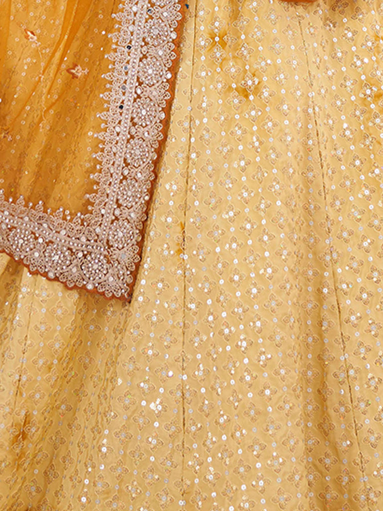 Yellow Georgette Embellished Semi Stitched Lehenga Choli Clothsvilla