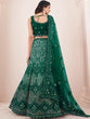 Load image into Gallery viewer, Women's Green Net Semi stitched Lehenga With Unstitched Blouse Clothsvilla