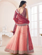 Load image into Gallery viewer, Women's Peach Georgette Semi stitched Lehenga With Unstitched Blouse Clothsvilla