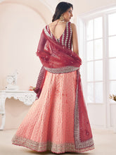 Load image into Gallery viewer, Women&#39;s Peach Georgette Semi stitched Lehenga With Unstitched Blouse Clothsvilla