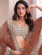 Load image into Gallery viewer, Women's Beige Georgette Semi stitched Lehenga With Unstitched Blouse Clothsvilla