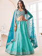 Load image into Gallery viewer, Women's Turquoise Georgette Semi stitched Lehenga With Unstitched Blouse Clothsvilla