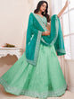 Load image into Gallery viewer, Women's Sea Green Georgette Semi stitched Lehenga With Unstitched Blouse Clothsvilla