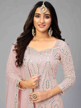 Load image into Gallery viewer, Fancy Pink Semi Stitched Kurta Set Clothsvilla