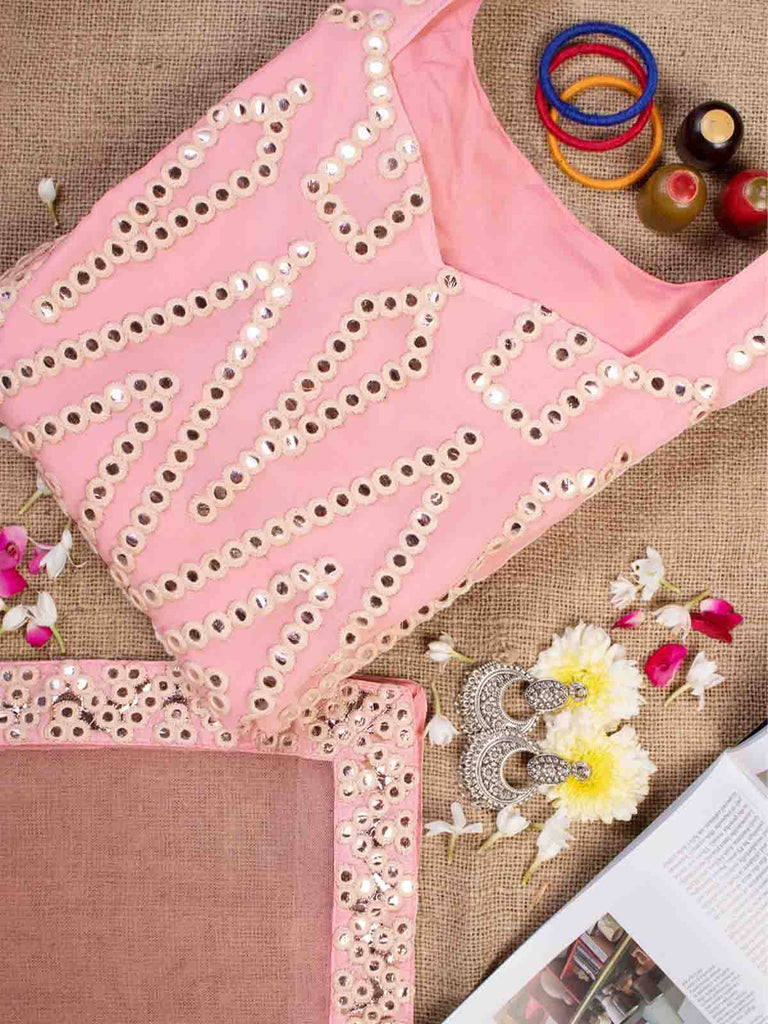 Fancy Pink Semi Stitched Kurta Set Clothsvilla