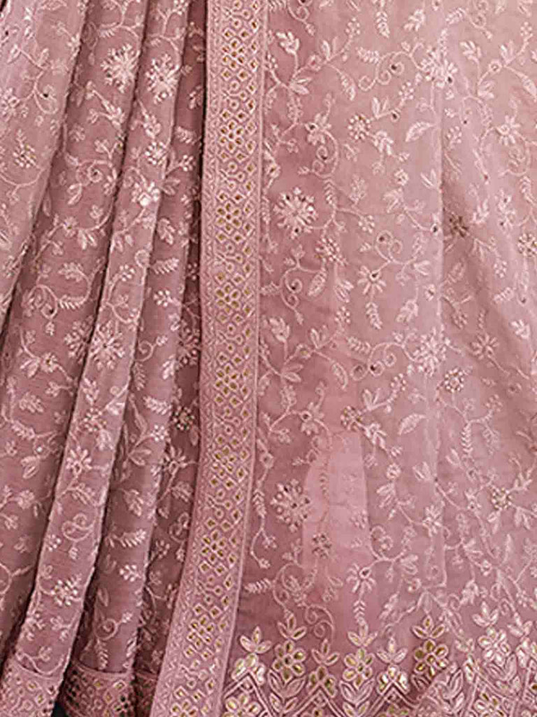 Lilac Chiffon Saree With Unstitched Blouse Clothsvilla