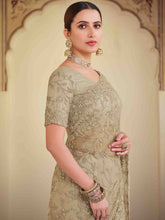 Load image into Gallery viewer, Olive Green Soft Net Saree With Unstitched Blouse Clothsvilla