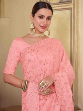 Load image into Gallery viewer, Pink Chiffon Saree With Unstitched Blouse Clothsvilla