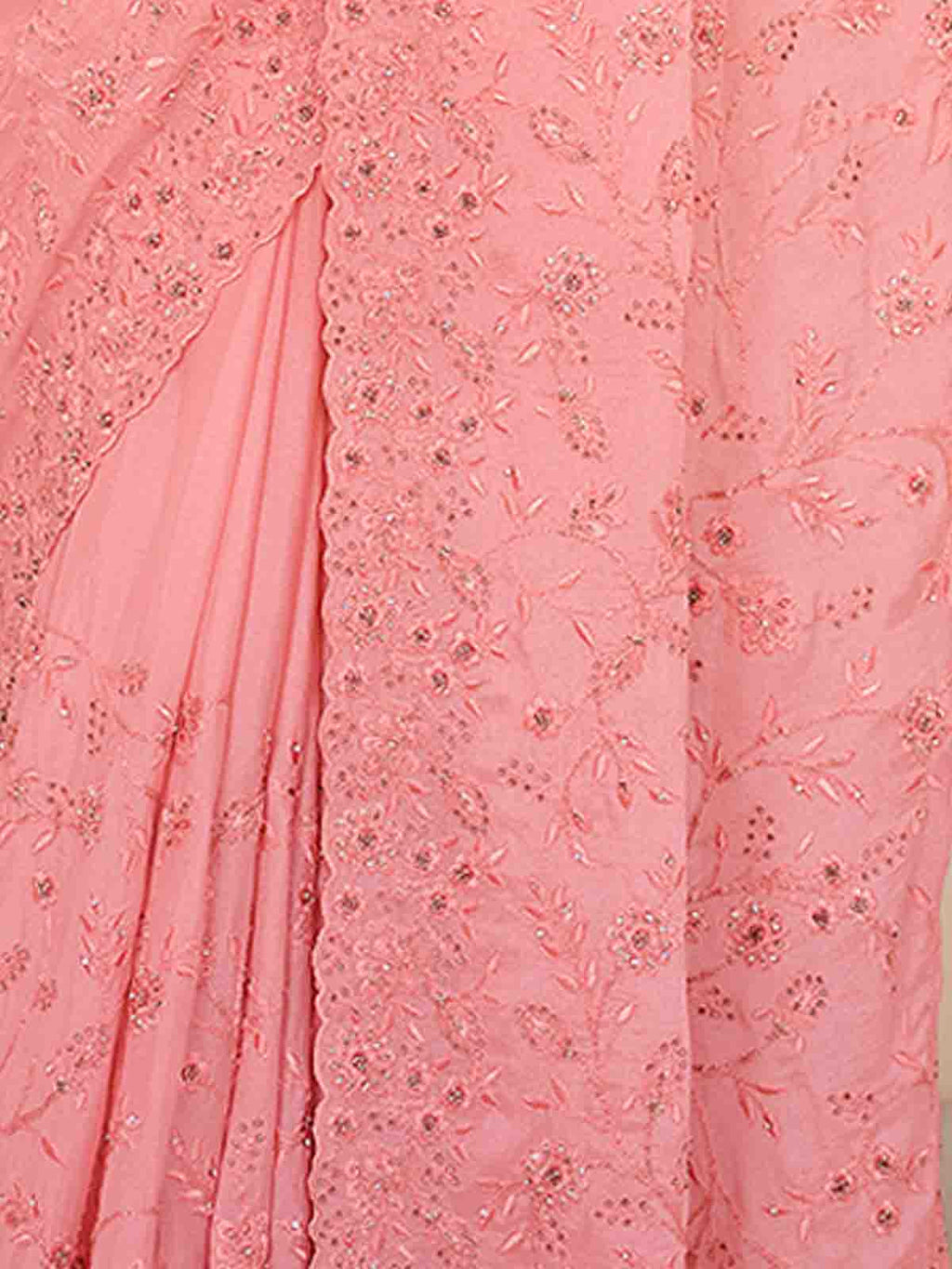 Pink Chiffon Saree With Unstitched Blouse Clothsvilla