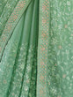 Load image into Gallery viewer, Green Chiffon Saree With Unstitched Blouse Clothsvilla