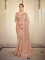 Brown Satin Georgette Saree With Unstitched Blouse Clothsvilla