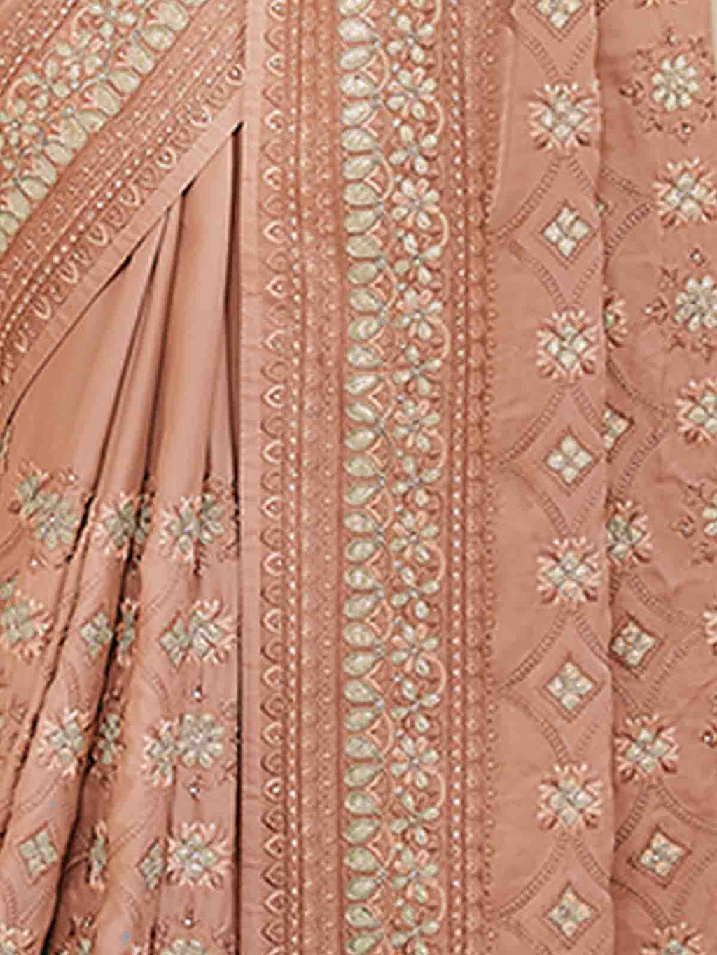 Brown Satin Georgette Saree With Unstitched Blouse Clothsvilla