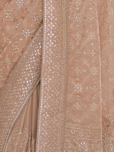 Load image into Gallery viewer, Brown Satin Georgette Saree With Unstitched Blouse Clothsvilla