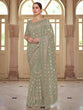 Load image into Gallery viewer, Green Georgette Saree With Unstitched Blouse Clothsvilla