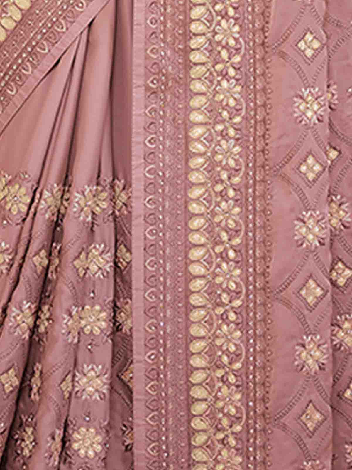 Lilac Satin Georgette Saree With Unstitched Blouse Clothsvilla