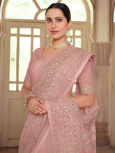 Load image into Gallery viewer, Pink Georgette Saree With Unstitched Blouse Clothsvilla