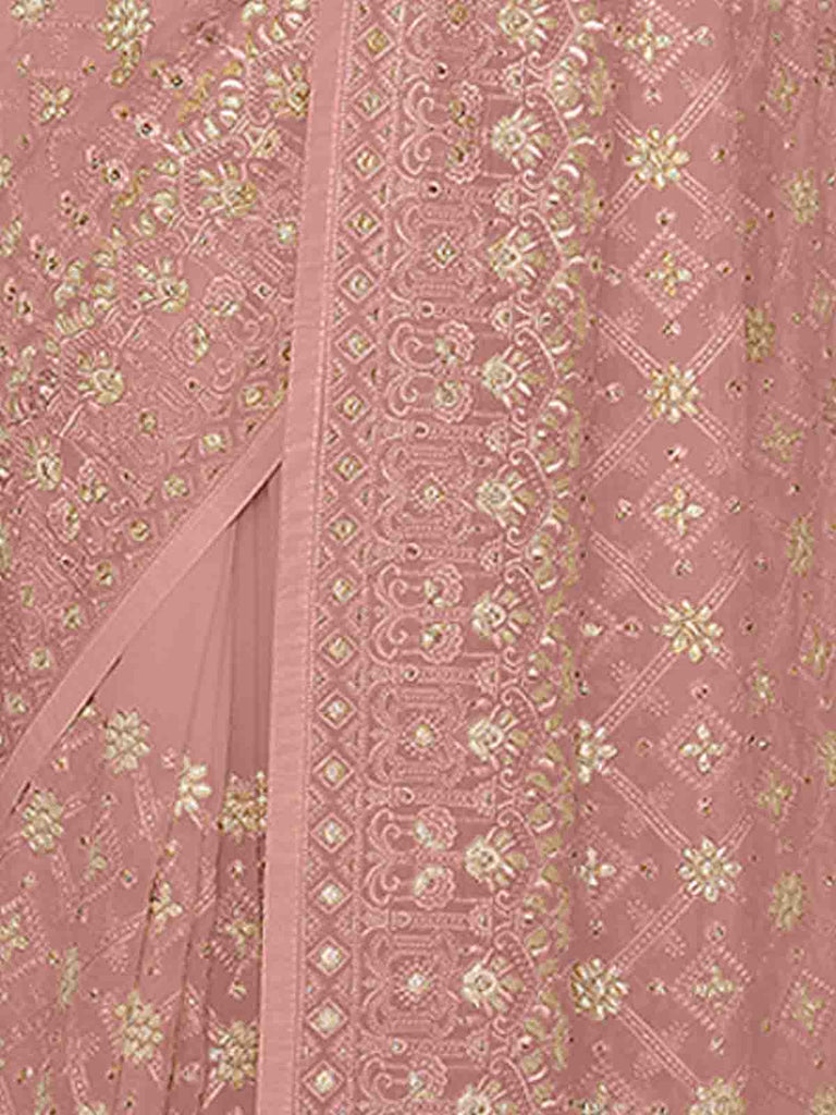 Pink Georgette Saree With Unstitched Blouse Clothsvilla