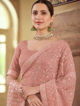 Load image into Gallery viewer, Peach Chiffon Saree With Unstitched Blouse Clothsvilla