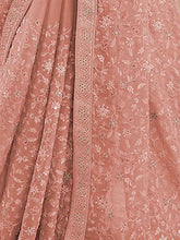 Load image into Gallery viewer, Peach Chiffon Saree With Unstitched Blouse Clothsvilla