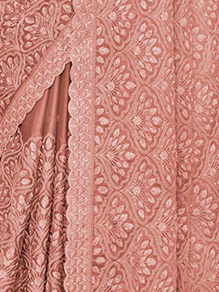 Peach Chiffon Saree With Unstitched Blouse Clothsvilla