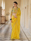 Yellow Organza Embroidered Saree With Unstitched Blouse Clothsvilla