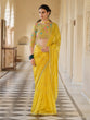 Load image into Gallery viewer, Yellow Organza Embroidered Saree With Unstitched Blouse Clothsvilla