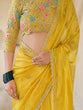 Load image into Gallery viewer, Yellow Organza Embroidered Saree With Unstitched Blouse Clothsvilla