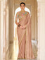 Beige Organza Embroidered Saree With Unstitched Blouse Clothsvilla
